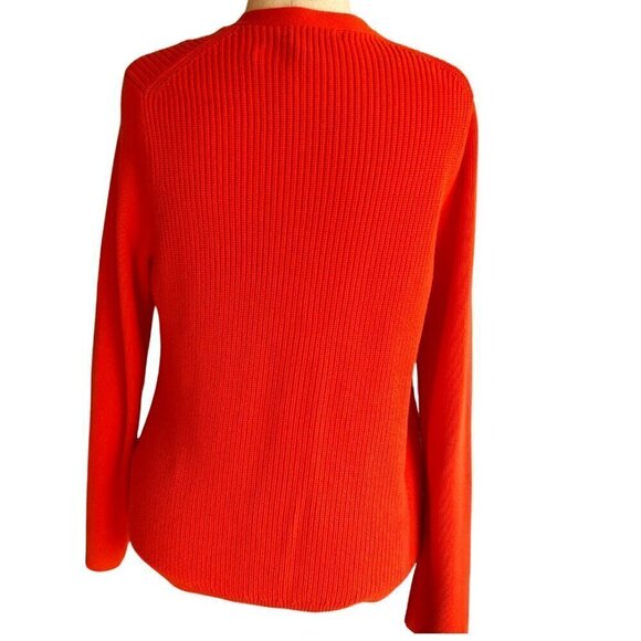 Lands End Cotton Cardigan Sweater Size LP Orange - Picture 2 of 4